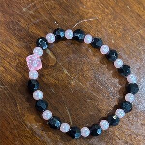 Hand made dice Elegant Pink and Black Beaded Bracelet